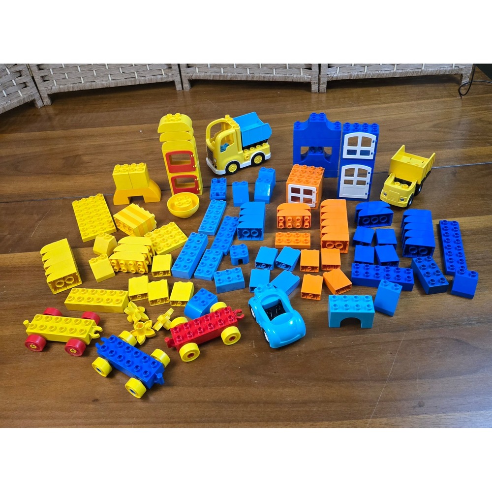 LEGO Duplo Building Blocks Lot with Dump Truck Car Windows and Chassis